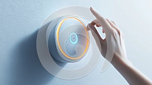 Smart thermostat being adjusted with a simple touch of a finger