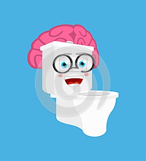 Smart Toilet bowl with brains isolated. lavatory Cartoon Style. toilet brainy Vector photo