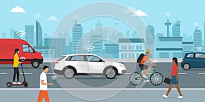 Smart transportation and driverless cars photo