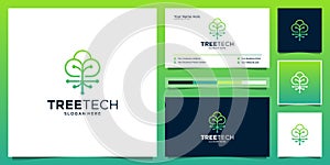Smart tree cloud idea logo design modern. minimal symbol for tech, cloud, data, internet with business card design