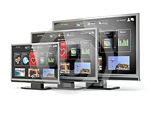 Smart TV flat screen lcd or plasma with web interface.Digital br