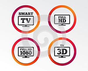 Smart TV mode icon. 3D Television symbol.