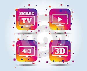 Smart TV mode icon. 3D Television symbol.