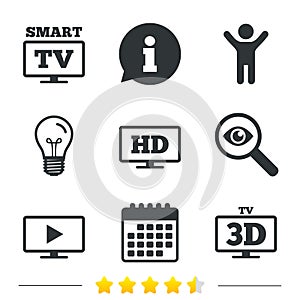 Smart TV mode icon. 3D Television symbol.