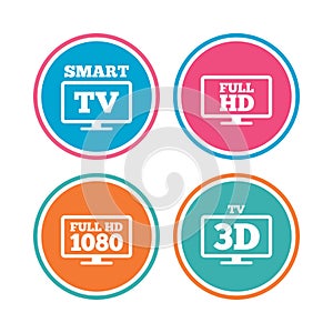 Smart TV mode icon. 3D Television symbol.