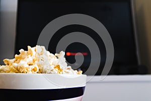 Smart TV and Popcorn bowl