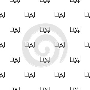 Smart TV with remote control seamless pattern isolated on white background