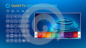 Smart tv. Set icons for smart tv interface.