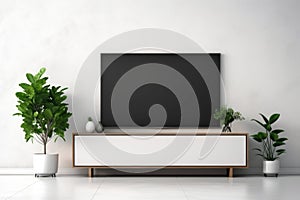 a smart tv streaming content in a minimalist lounge
