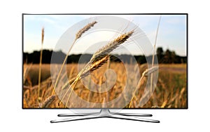 Smart tv with wheat field on screen