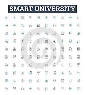 Smart university vector line icons set. Smart, University, Educational, Learning, Intelligent, Innovative, Knowledgeable