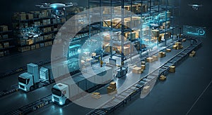 Smart warehouse logistics with drones and trucks