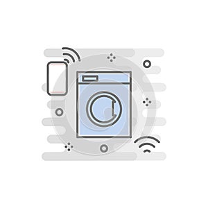 smart washing machine colored icon. Element of colored smart technology icon for mobile concept and web apps. Color smart washing