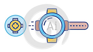 Smart Watch Artificial Intelligence, vector design Generative AI