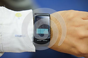 Smart watch blank screen mock up wear on the hand