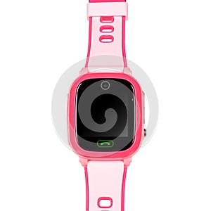 Smart watch for children in pink with a flat blank black screen