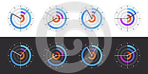 Smart watch dial. Clock face blank set. Vector clock hands. Vector illustration