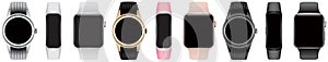 Smart watch with empty screen realistic vector illustration for the design or mockup