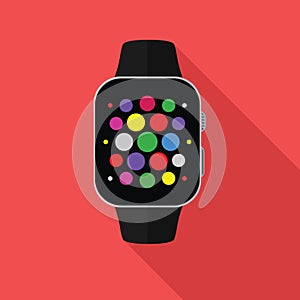 Smart watch, flat concept with long shadow