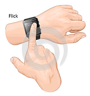 Smart watch gesture. Gesture flick. photo