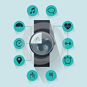 smart watch and health concept. Vector illustration decorative design