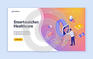 Smart watch with health monitoring. Digital monitoring cardiac load