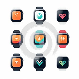 Smart Watch Icons Set. Vector illustration isolated on white background