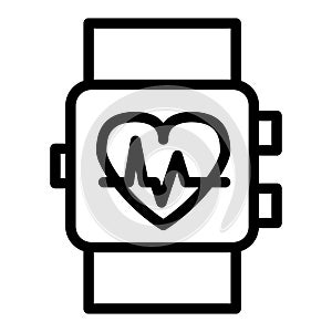 Smart watch line icon. Wrist pulse indicator vector illustration isolated on white. Wrist watch with heart sign outline