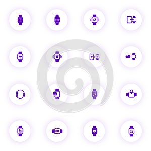 smart watch purple color vector icons