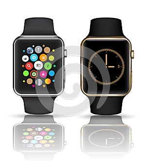 Smart watch silver and gold color.