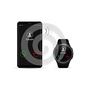 Smart watch and smart phone illustration, Vector