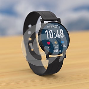 Smart watch on table. 3D illustration