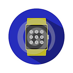 Smart watch time hour modern technology electronics application simple flat icon logo