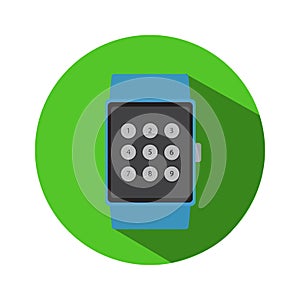 Smart watch time hour modern technology electronics application simple flat icon logo