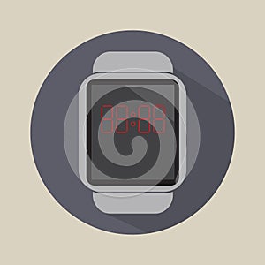 Smart watch time hour modern technology electronics application simple flat icon logo