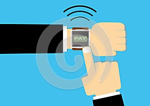 Smart watches payment flat vector