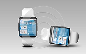 Smart watches with world news page on screen