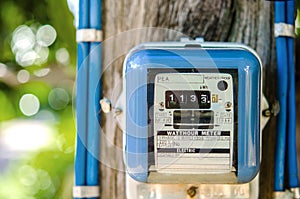A smart watthour meter outside photo