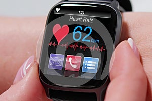 Smart Wearable Watch Showing Heartbeat Monitoring