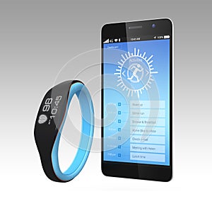 Smart wristband synchronized with a smartphone