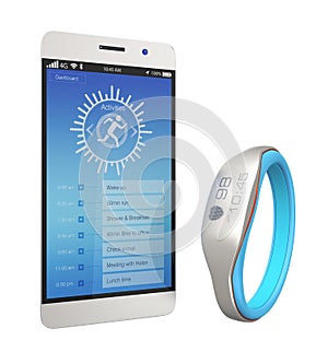 Smart wristband synchronized with a smartphone