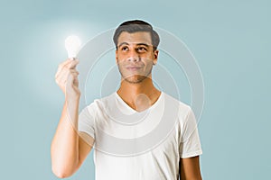 Smart young man thinking something big