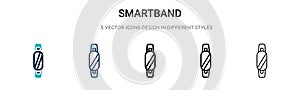 Smartband icon in filled, thin line, outline and stroke style. Vector illustration of two colored and black smartband vector icons