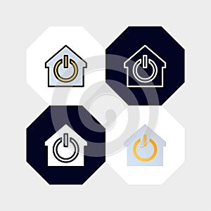 Smarthome Power Button Icon Logo Vector Illustration