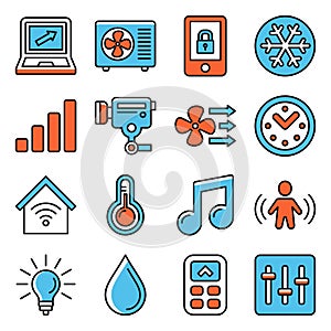 Smarthome Icons Set on White Background. Vector