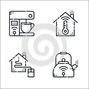 smarthome line icons. linear set. quality vector line set such as kettle, home control, temperature control