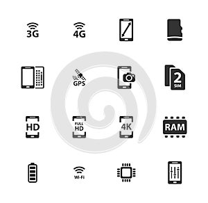 Smarthone specs simply icons