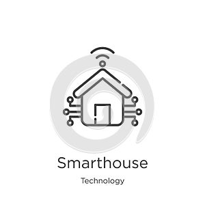 smarthouse icon vector from technology collection. Thin line smarthouse outline icon vector illustration. Outline, thin line