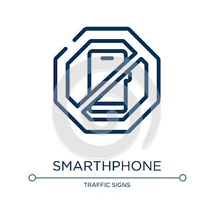 Smarthphone icon. Linear vector illustration from signals & prohitibions collection. Outline smarthphone icon vector. Thin line
