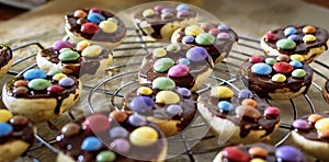 Smarties and chocolate covered cookies